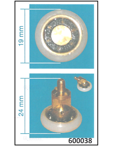 Roulette de porte de douche ARTICULÉES 19mm